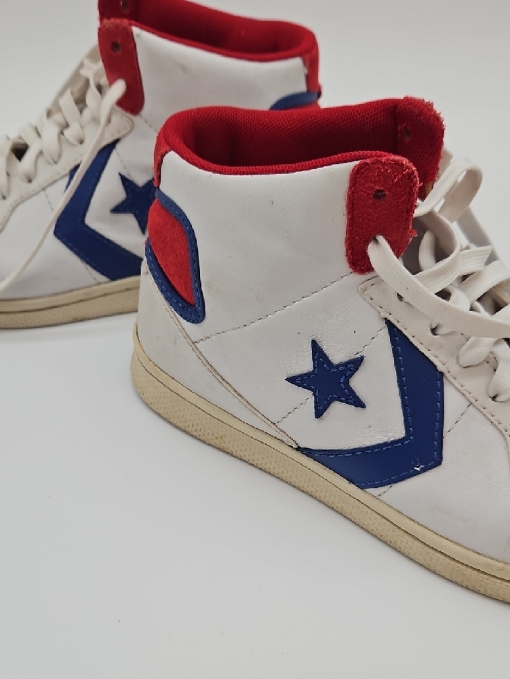 Converse White High-Top Sneakers with Blue Chevron & Red Collar - Picture 14 of 14